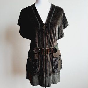 VDP Italian Dark Green Velvet Open back Dress Size 42